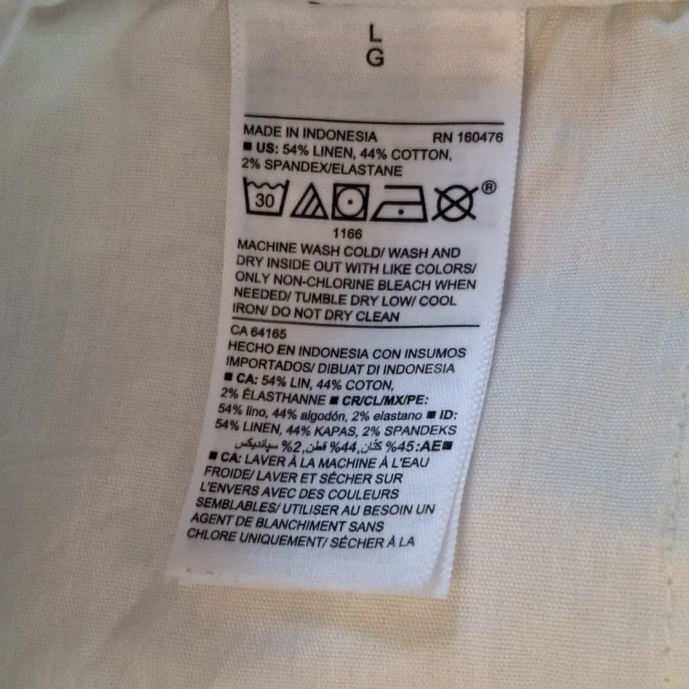 Old Navy Linen Blend Slim Pull On Trousers NWOT Drawstring Pants Beige Men's L